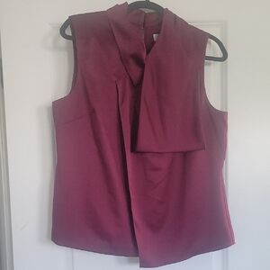 Tahari ASL Burgundy Sleeveless Blouse